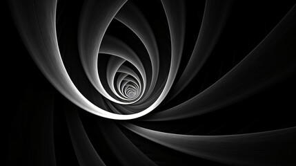 Abstract fractal monochrome rotating element on black