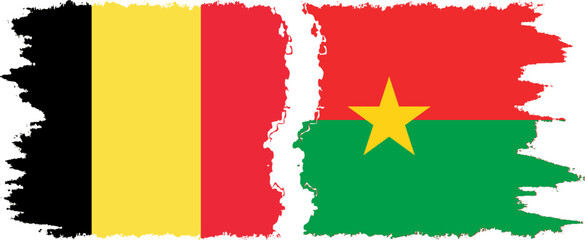 Burkina Faso and Belgium grunge flags connection vector