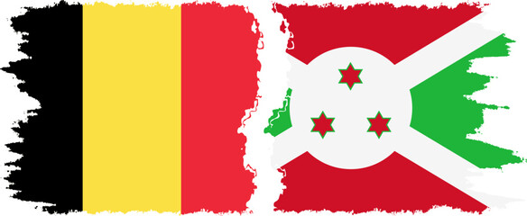 Burundi and Belgium grunge flags connection vector