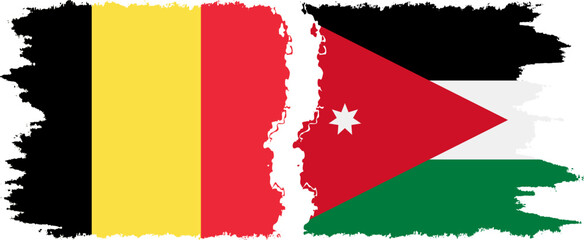 Jordan and Belgium grunge flags connection vector