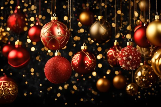 christmas background with baubles generated by AI