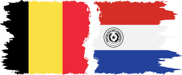 Paraguay and Belgium grunge flags connection vector - obrazy, fototapety, plakaty