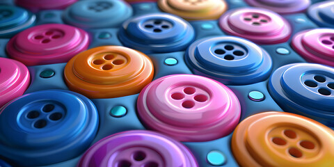 Colorful sewing buttons on a gray background Generative AI
 - obrazy, fototapety, plakaty