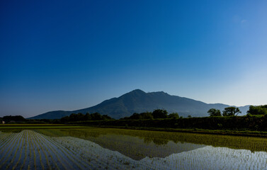 田植えと筑波山