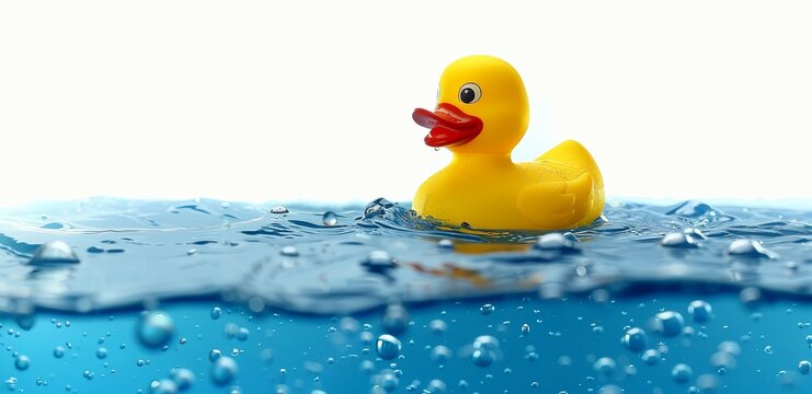 An Illustration of Floating Rubber Duck in Water. Made with Generative AI Technology