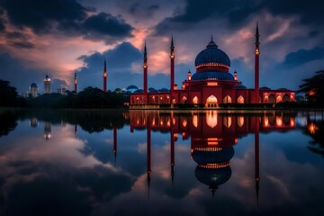 blue mosque at night - obrazy, fototapety, plakaty