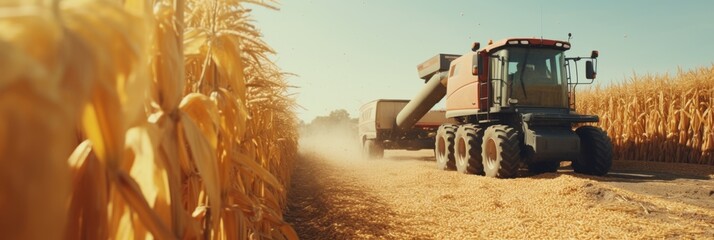 Combine harvester harvesting from the field - obrazy, fototapety, plakaty