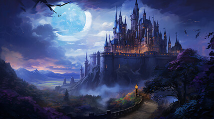An enchanted castle guarded by magical creatures and p - Powered by Adobe