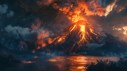 Epic Eruption: Volcano Unleashing Nature's Fury