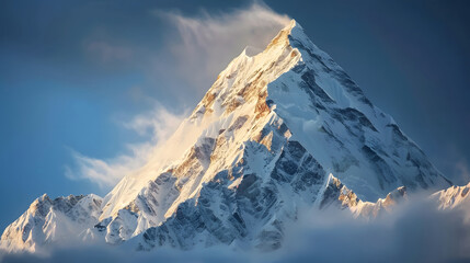 Fototapeta na wymiar Majestic Snow-Capped Summit: Nature's Power