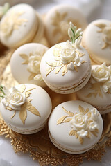 Fototapeta na wymiar elegant luxury wedding white and gold macarons