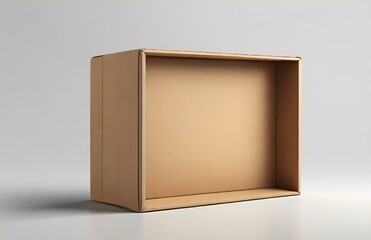 Empty craft box on a light background. Wooden background with copy space.