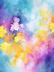 Obraz na płótnie Canvas Rose and yellow watercolour splatter background, purple yellow