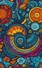 vector illustration, Hand drawn abstract ethnic seamless pattern, simple style, colorful ethnic patterns, banners, wallpapers, packaging, smartphone background