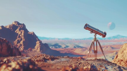 Scenic star binoculars with vast sky background, perfect for stargazing adventures
 - obrazy, fototapety, plakaty