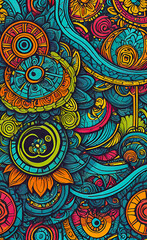 Fototapeta premium vector illustration, Hand drawn abstract ethnic seamless pattern, simple style, colorful ethnic patterns, banners, wallpapers, packaging, smartphone background