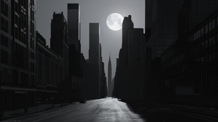 Midnight Metropolis Urban Serenity under the Moonlight
