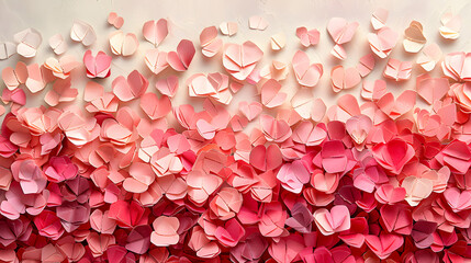 The wall is adorned with a variety of pink petals, creating a stunning display of colors. These flowers belong to the rose family and add a touch of beauty to the groundcover - obrazy, fototapety, plakaty