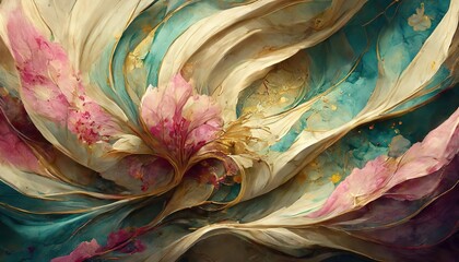 floral design silk fabric splatter art style
