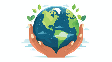 Earth world planet in hands isolated icon. Saving nat
