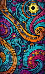 Fototapeta premium vector illustration, Hand drawn abstract ethnic seamless pattern, simple style, colorful ethnic patterns, banners, wallpapers, packaging, smartphone background