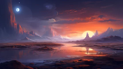 Fototapete Rund Artistic concept painting of a beautiful scifi landsc © Jafger