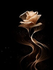 Rose wave on a black background, in the style of futuristic spacescapes