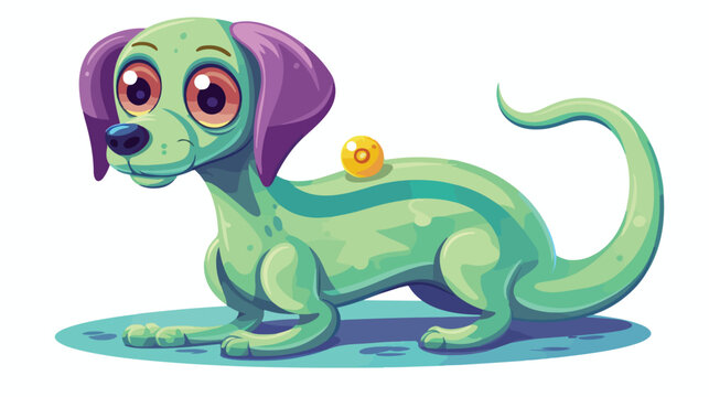 A cartoon illustration of an alien dog slithering