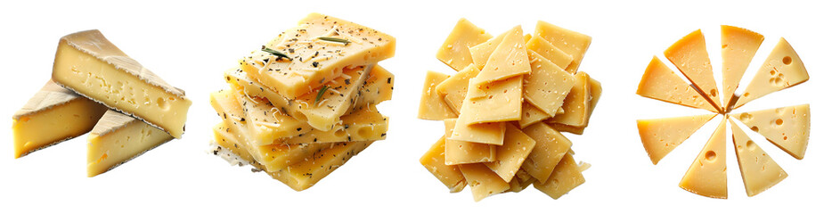 cheese slice isolated on a transparent PNG background, white background , Generative Ai