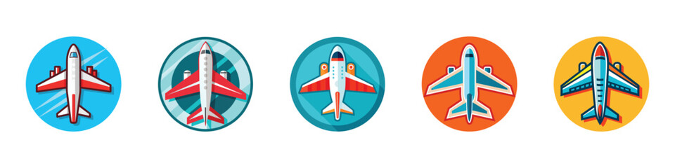 airplane Icon, line airplane Icon,  set of different airplane symbols. airplane Vector icon, Airplane flight tickets air fly travel takeoff silhouette, airplane icon