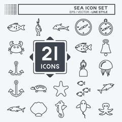 Sea Icon Set. suitable for Education symbol. line style. simple design editable. design template vector. simple symbol illustration