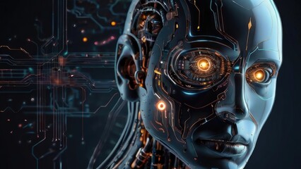 concept technology background,Machine learning, Data exchange, Deep learning, Circuit Board Background