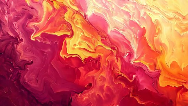 Abstract background of acrylic paint in red, orange and yellow colors.