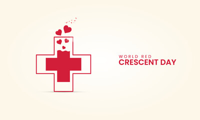 World red crescent day, red cross concept design for poster, banner, 3D Illustration