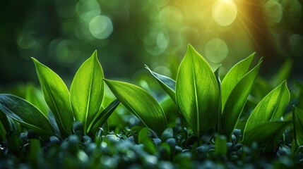 Background of abstract nature in spring greens