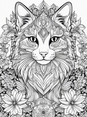 ネコ　イラスト　塗り絵