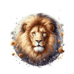 Lion Artwork watercolor , Wildlife Watercolor, Majestic Lion painting