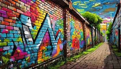 wall with graffiti, Ai Generate 
