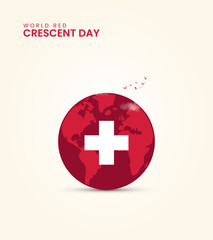 Obraz premium World red crescent day, red cross concept design for poster, banner, 3D Illustration