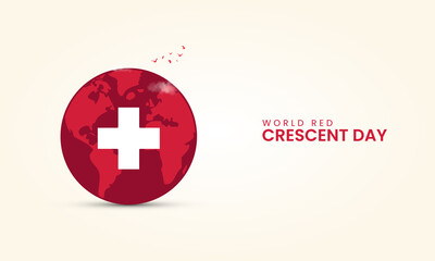 World red crescent day, red cross concept design for poster, banner, 3D Illustration