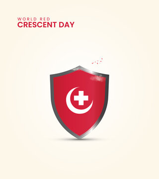 World red crescent day, red cross concept design for poster, banner, 3D Illustration