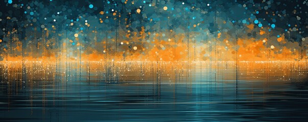 Tan and orange abstract reflection dj background, in the style of pointillist seascapes - obrazy, fototapety, plakaty
