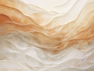 Tan and white painting with abstract wave patterns