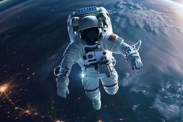 an astronaut in space above earth