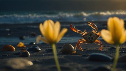 A crab scuttling