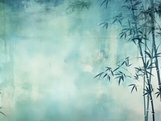 teal bamboo background with grungy text