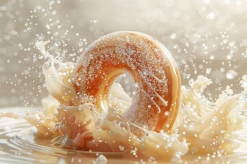 A doughnut spinning gently in a sugary cyclone