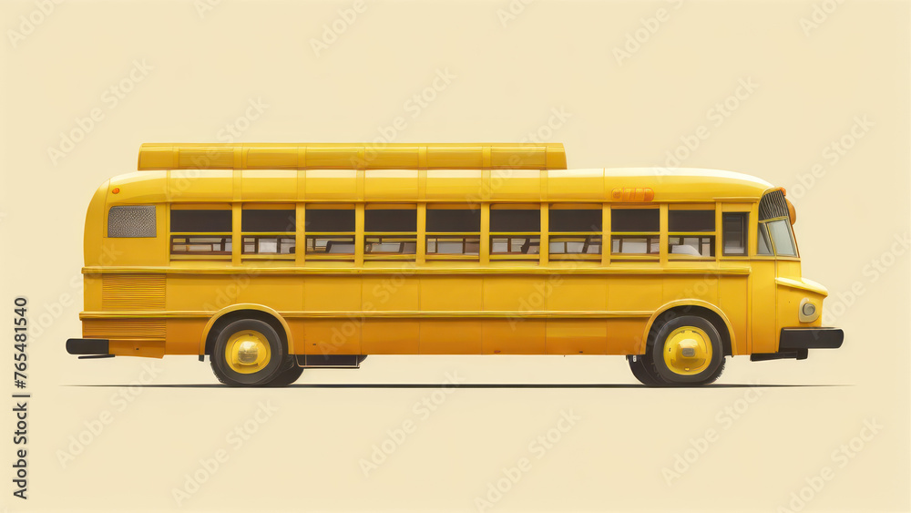 Wall mural yellow school bus isolated or yellow school bus