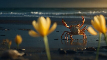 A crab scuttling