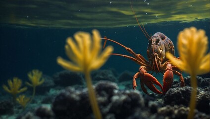 A lobster walking